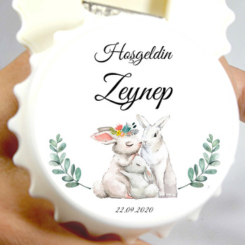 Tavşan Ailesi Temalı Kapak Şekilli Magnet Açacak
