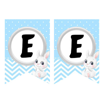 Tavşan ile Mavi Puantiye Fon Temalı Flama Banner