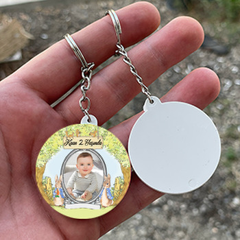 Tavşan Peter Temalı Resimli Daire Plastik Anahtarlık