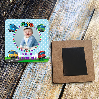 Tayo Temalı Doğum Günü Ahşap Magnet