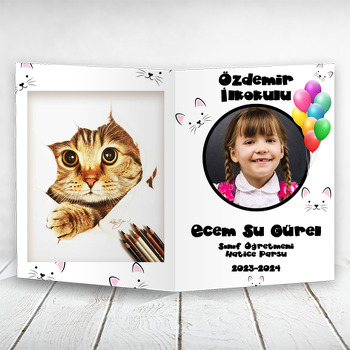 Tekir Kedi Temalı Karne Kılıfı