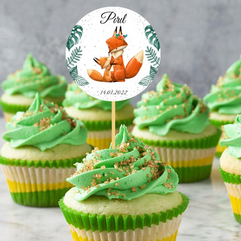 Tilki Anne Çocuk ile Yapraklar Temalı Parti Kürdan Süs