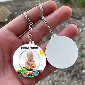 Tırtıl Temalı Daire Plastik Anahtarlık