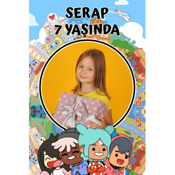Toca Boca Life ile Şehir Fon Temalı Doğum Günü Magnet