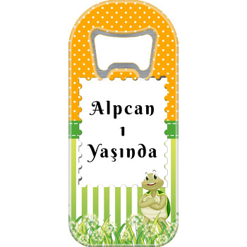 Tosbağa Turuncu Yeşil Fon Temalı Uzun Magnet Açacak