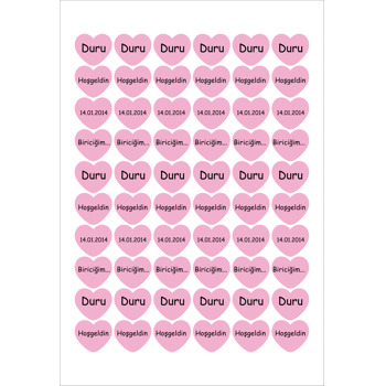 Toz Pembe Kalp Temalı Şekilli Sticker
