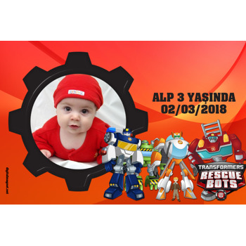 Transformers Rescue Bots Temalı Doğum Günü Magnet