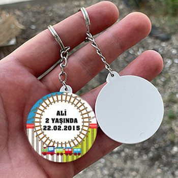 Tren 2 Temalı Daire Plastik Anahtarlık