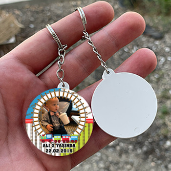 Tren 2 Temalı Resimli Daire Plastik Anahtarlık