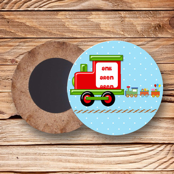 Tren Çerçeve Temalı Ahşap Daire Magnet