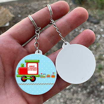 Tren Çerçeve Temalı Daire Plastik Anahtarlık