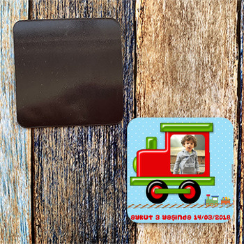 Tren Çerçeve Temalı Doğum Günü Magnet