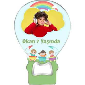 Trende Çocuklar ile Uçurtma Temalı Balon Ahşap Magnet 