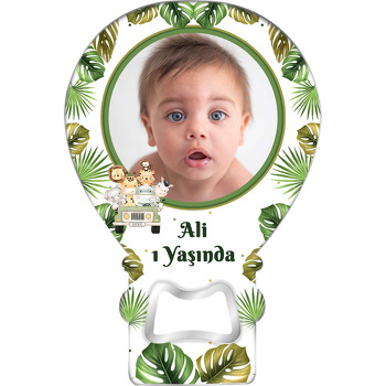 Tropikal Safari Temalı Balon Ahşap Magnet 