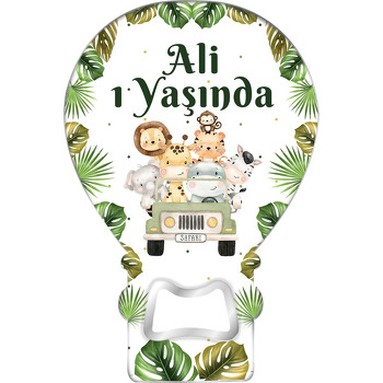 Tropikal Safari Temalı Balon Ahşap Magnet 