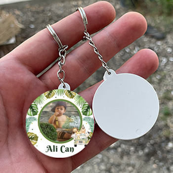 Tropikal Safari Temalı Daire Plastik Doğum Günü Anahtarlık