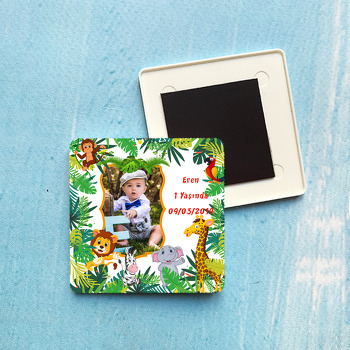 Tropikal Safari Temalı Kare Plastik Kare Magnet