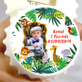 Tropikal Safari Temalı Resimli Kapak Şekilli Magnet Açacak