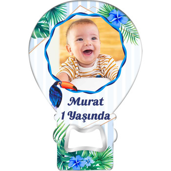 Tukan Kuşu ile Mavi Çiçekler Temalı Balon Magnet Açacak