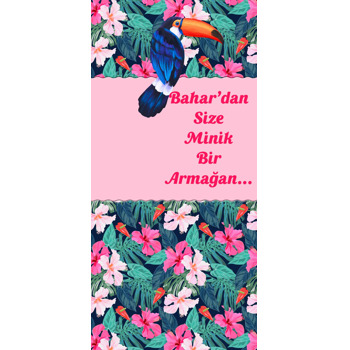 Tukan Kuşu Pembe Çiçekler Temalı Hediyelik Kart