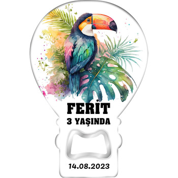 Tukan Kuşu Suluboya Efekt Temalı Balon Ahşap Magnet 