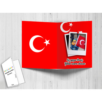 Türk Bayrak Temalı Anı Kartı