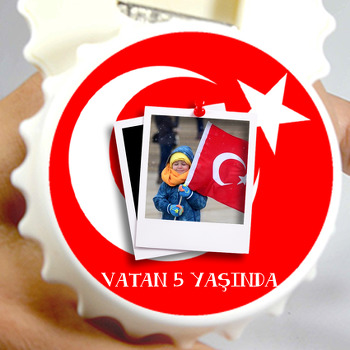 Türk Bayrak Temalı Resimli Kapak Şekilli Magnet Açacak