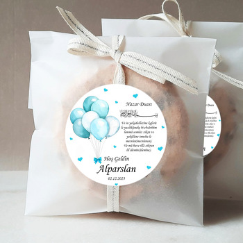 Turkuaz Balonlar ile Kalpli Nazar Duası Temalı Sticker