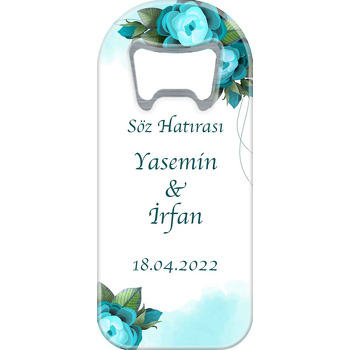 Turkuaz Gül Temalı Uzun Magnet Açacak