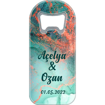 Turuncu Çatlaklı Yeşil Mermer Temalı Uzun Magnet Açacak