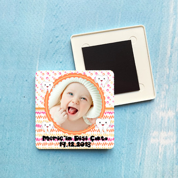 Turuncu Çerçeveli Diş Buğdayı Plastik Kare Magnet