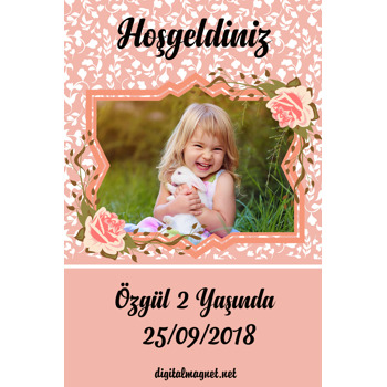 Turuncu Çiçek  Temalı Doğum Günü Afiş