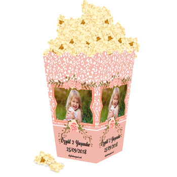 Turuncu  Çiçek Temalı Popcorn Kutusu