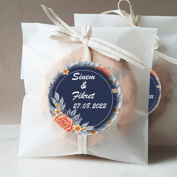 Turuncu Güller ile Lacivert Fon Temalı Sticker