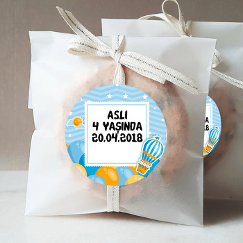 Turuncu Mavi Uçan Balon Temalı Sticker