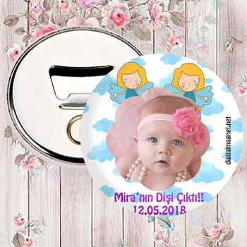 Turuncu Saçlı Kelebek Temalı Kız Bebek Diş Buğdayı Magnet Açacak