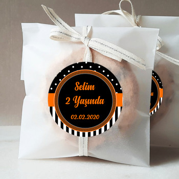Turuncu ve Siyah Temalı Parti Sticker