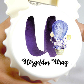 U Harfi  Temalı  Kapak Şekilli Magnet Açacak