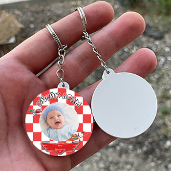Uçak Temalı Daire Plastik Anahtarlık
