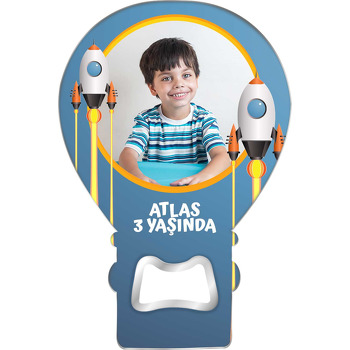 Uçan Roketler Temalı Balon Ahşap Magnet 