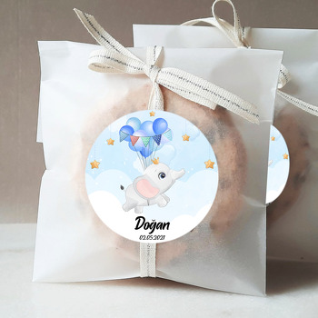 Uçan Sevimli Fil ile Mavi Balonlar  Temalı Sticker