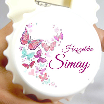 Uçuşan Pembe Kelebekler Temalı Kapak Şekilli Magnet Açacak