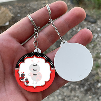 Uğur Böceği 2 Temalı Daire Plastik Anahtarlık