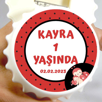 Uğur Böceği Anne Çocuk Temalı Kapak Şekilli Magnet Açacak