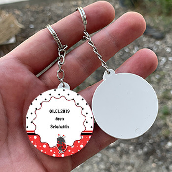 Uğur Böceği Temalı Doğum Günü Daire Plastik Anahtarlık