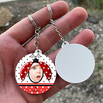 Uğur Böceği Temalı Doğum Günü Resimli Daire Plastik Anahtarlık