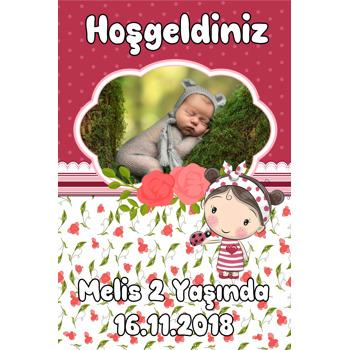 Uğur Böceği ve Çilek Kız Temalı Doğum Günü Afiş