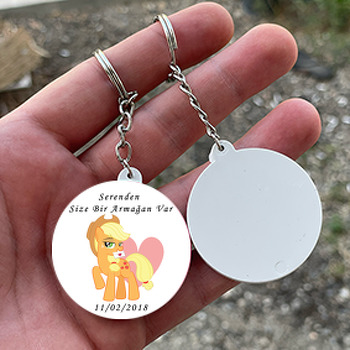 Unicorn At Temalı Daire Plastik Anahtarlık