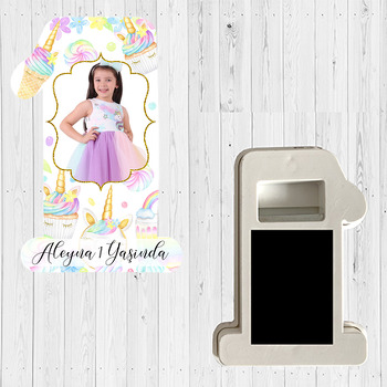 Unicorn Dondurma Temalı Doğum Günü Magnet Açacak