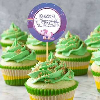 Unicorn Mor Temalı Kürdan Süs